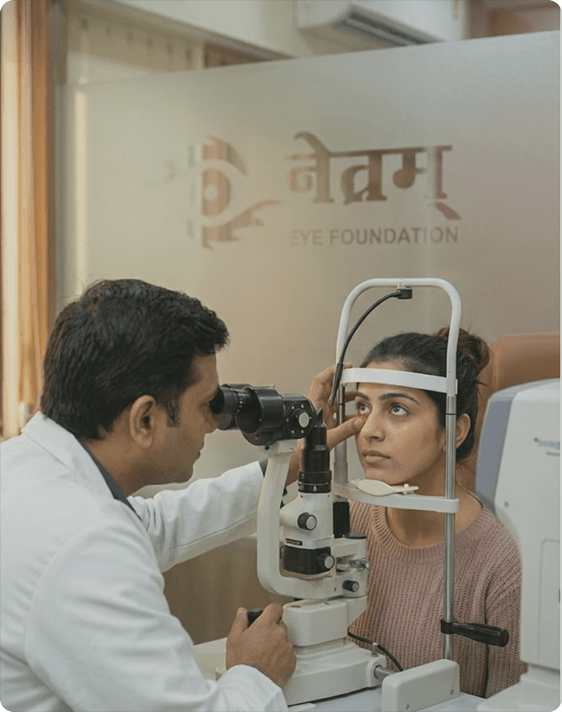 Doctor examining a patient at Netram Eye Foundation